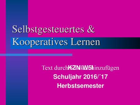 Selbstgesteuertes & Kooperatives Lernen