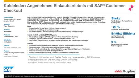 Koldeleder: Angenehmes Einkaufserlebnis mit SAP® Customer Checkout