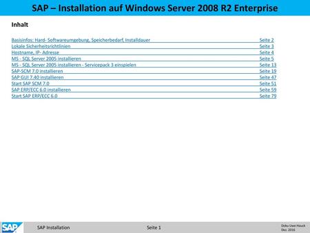 SAP – Installation auf Windows Server 2008 R2 Enterprise