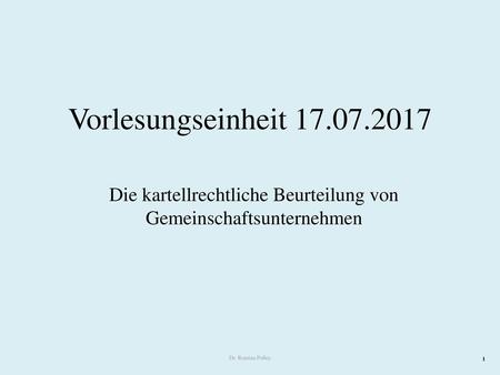 Die kartellrechtliche Beurteilung von Gemeinschaftsunternehmen