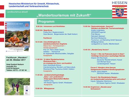 Landtourismus aktuell „Wandertourismus mit Zukunft“