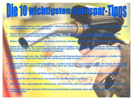Die 10 wichtigsten Spritspar-Tipps