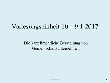 Die kartellrechtliche Beurteilung von Gemeinschaftsunternehmen