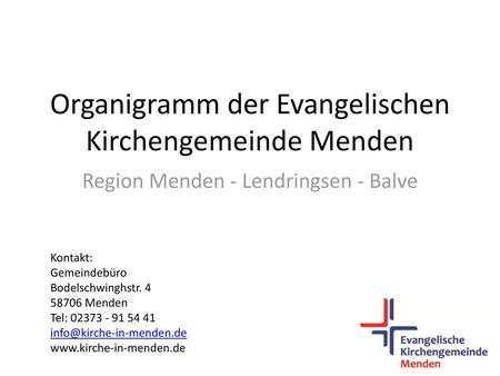 Organigramm der Evangelischen Kirchengemeinde Menden