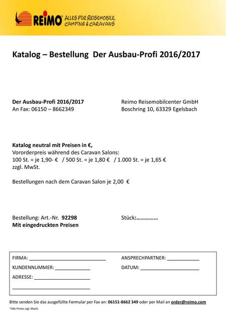 Katalog – Bestellung Der Ausbau-Profi 2016/2017
