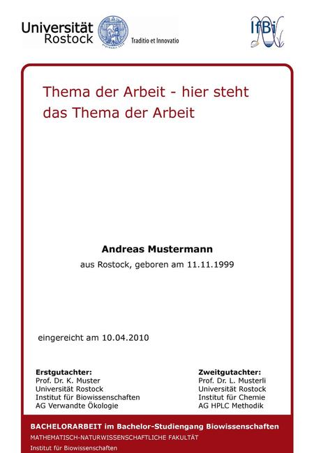 Thema der Arbeit - hier steht das Thema der Arbeit