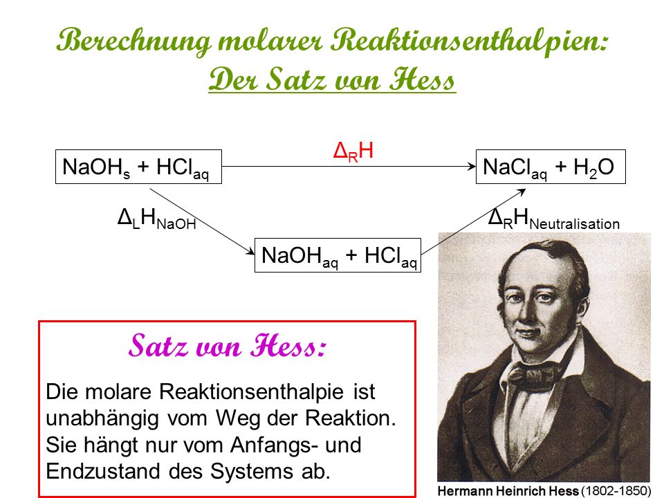 Berechnung Molarer Reaktionsenthalpien Der Satz Von Hess Ppt Herunterladen