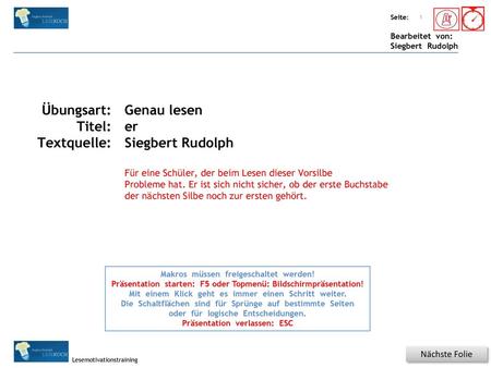 Titel: Quelle: Übungsart: Titel: Textquelle: Genau lesen er