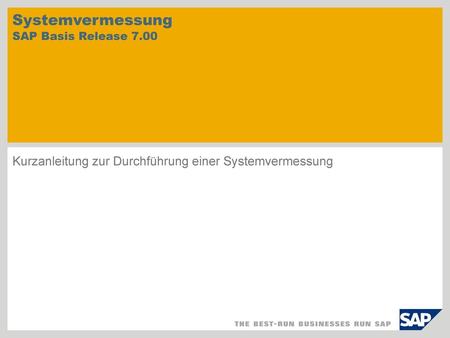 Systemvermessung SAP Basis Release 7.00