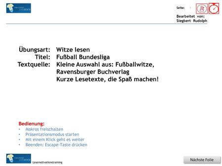 Kleine Auswahl aus: Fußballwitze, Ravensburger Buchverlag