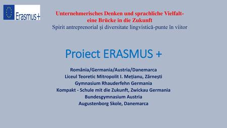 Proiect ERASMUS + Unternehmerisches Denken und sprachliche Vielfalt-