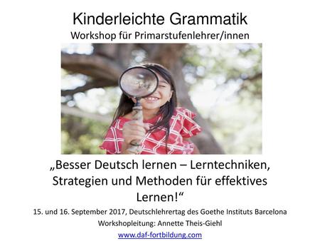 Kinderleichte Grammatik Workshop für Primarstufenlehrer/innen