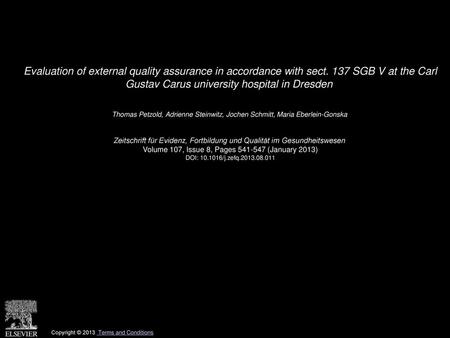 Evaluation of external quality assurance in accordance with sect