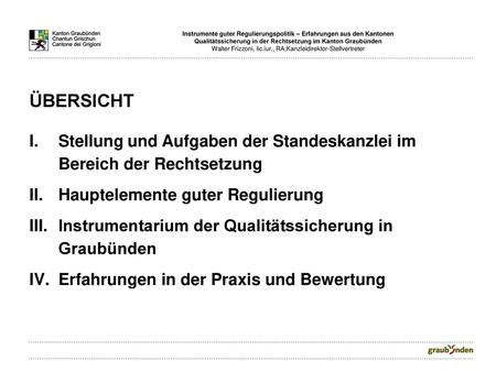 Instrumente guter Regulierungspolitik – Erfahrungen aus den Kantonen