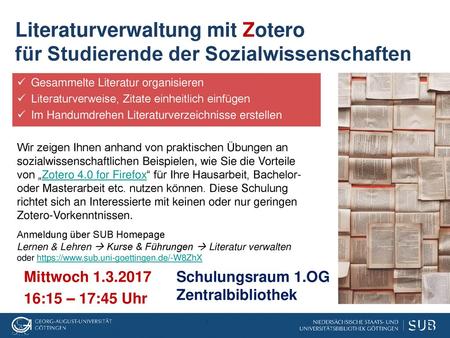 Literaturverwaltung mit Zotero