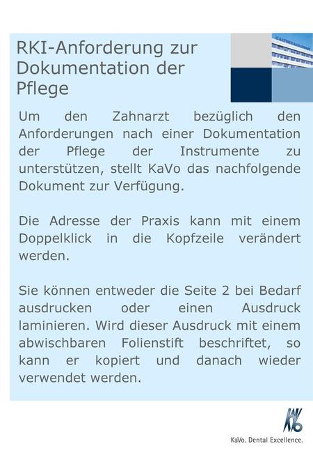 RKI-Anforderung zur Dokumentation der Pflege