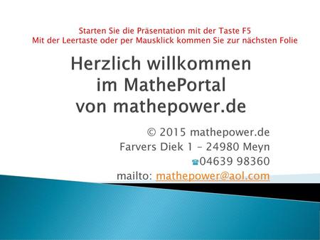 Herzlich willkommen im MathePortal von mathepower.de