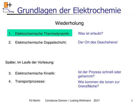 Grundlagen der Elektrochemie