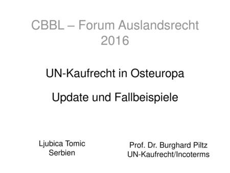 CBBL – Forum Auslandsrecht 2016