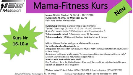 Neu Mama-Fitness Kurs Kurs Nr a
