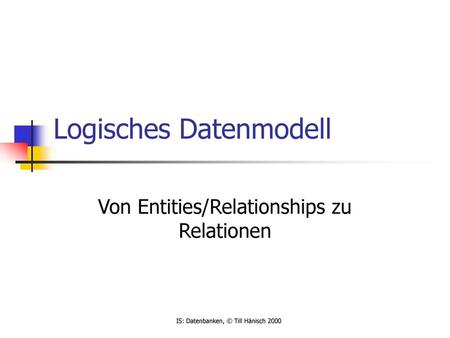 Logisches Datenmodell