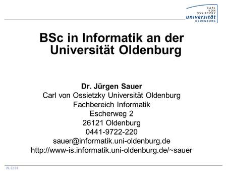 BSc in Informatik an der Universität Oldenburg