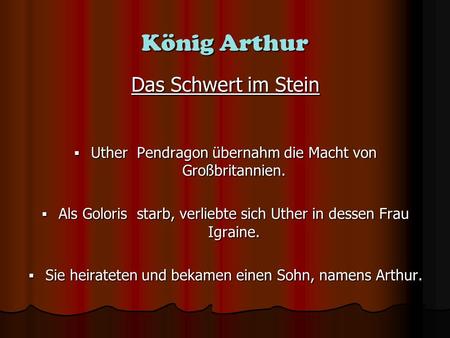 König Arthur Das Schwert im Stein