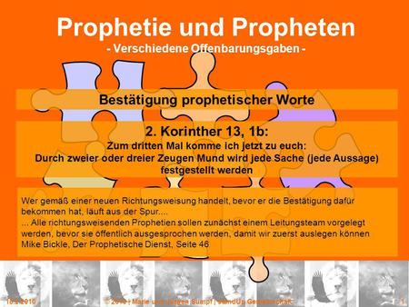 Prophetie und Propheten - Verschiedene Offenbarungsgaben -
