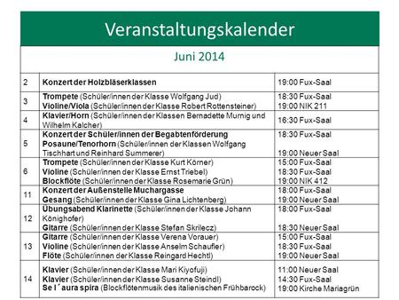 Veranstaltungskalender