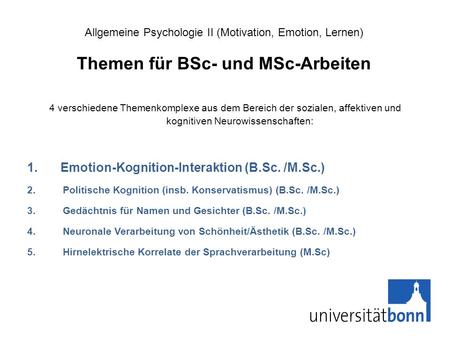 Emotion-Kognition-Interaktion (B.Sc. /M.Sc.)