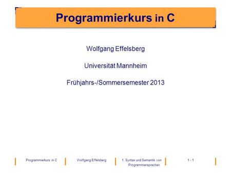 Frühjahrs-/Sommersemester 2013