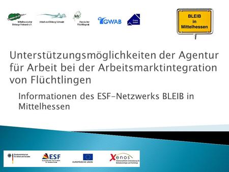 Informationen des ESF-Netzwerks BLEIB in Mittelhessen