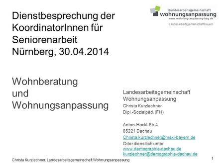 Dienstbesprechung der KoordinatorInnen für Seniorenarbeit Nürnberg, 30
