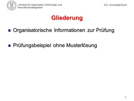 Organisatorische Hinweise