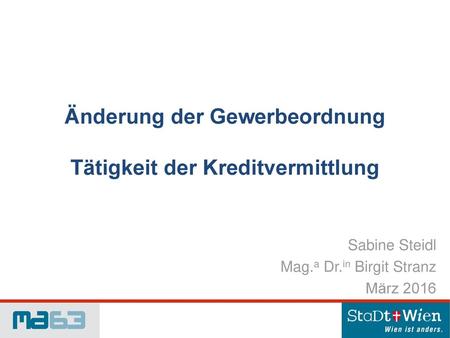 Änderung der Gewerbeordnung Tätigkeit der Kreditvermittlung