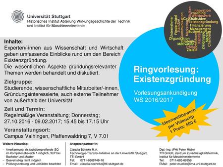 Ringvorlesung: Existenzgründung