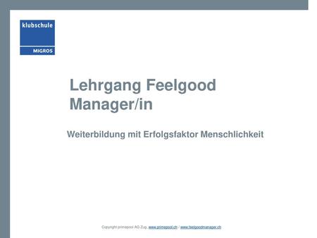 Lehrgang Feelgood Manager/in