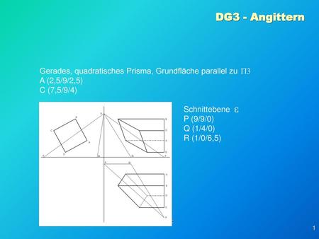 DG3 - Angittern Gerades, quadratisches Prisma, Grundfläche parallel zu