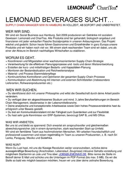 LEMONAID BEVERAGES SUCHT…