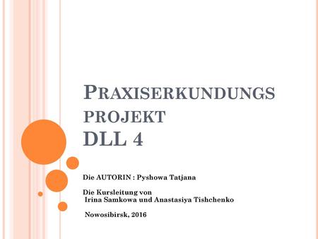 Praxiserkundungs projekt DLL 4