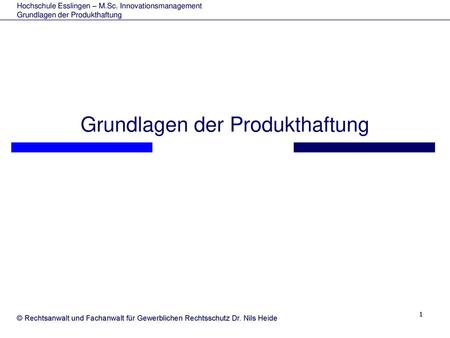Grundlagen der Produkthaftung