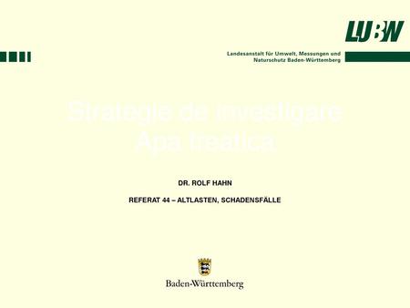 Strategie de investigare Apa freatica