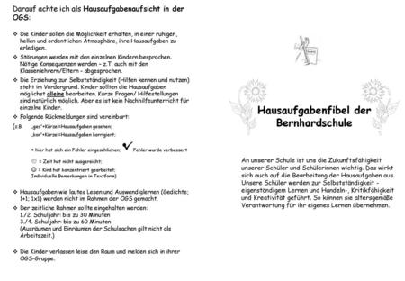 Hausaufgabenfibel der Bernhardschule