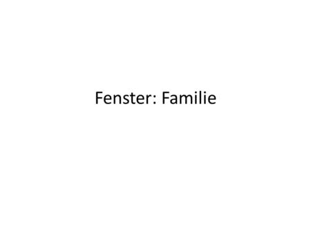 Fenster: Familie. Min familie er stor/ liten/ ikke særlig stor. Meine Familie ist groß/ klein/ nicht besonders groß. Jeg bor med mine foreldre. Ich wohne.