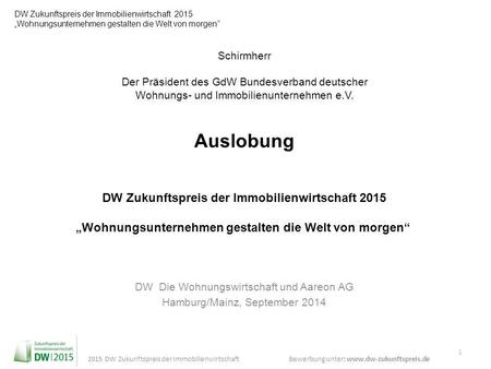 DW Die Wohnungswirtschaft und Aareon AG Hamburg/Mainz, September 2014