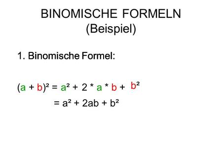 BINOMISCHE FORMELN (Beispiel)