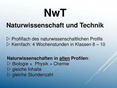 NwT Naturwissenschaft und Technik