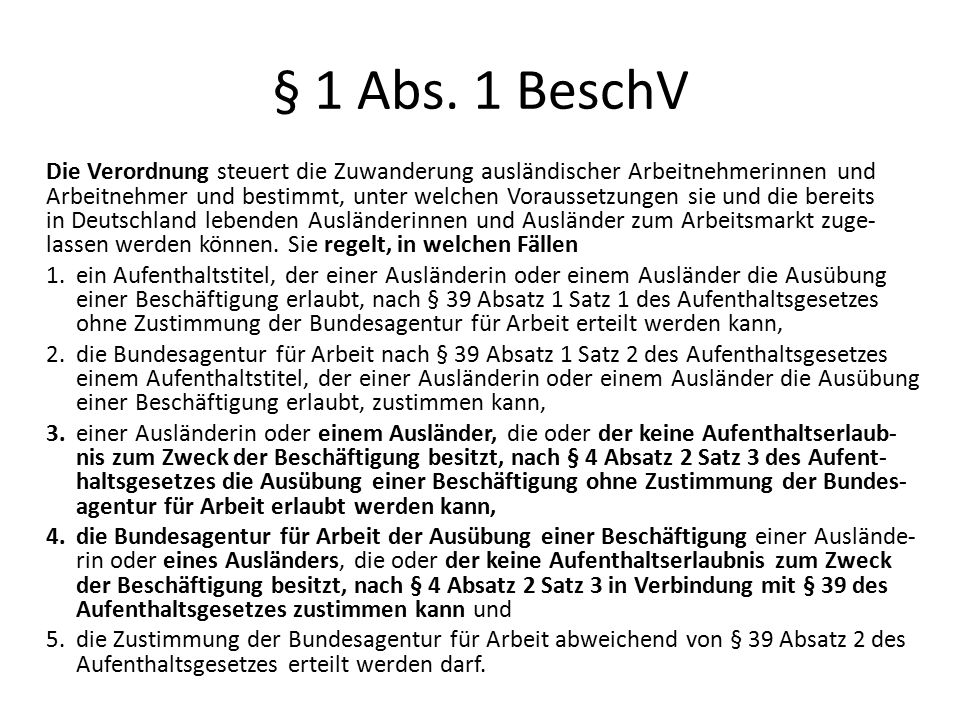 § 1 Abs. 1 BeschV