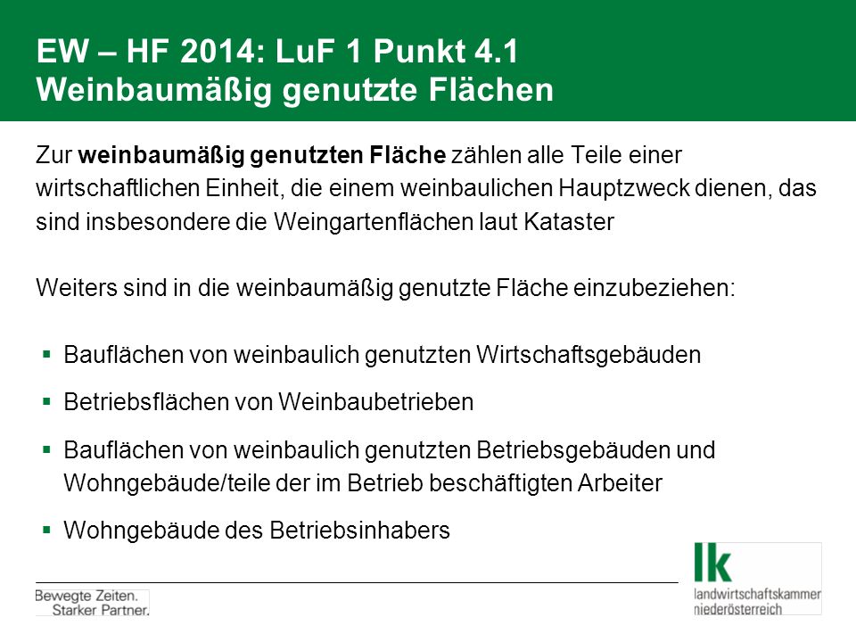 EW – HF 2014: LuF 1 Punkt 4.1 Weinbaumäßig genutzte Flächen