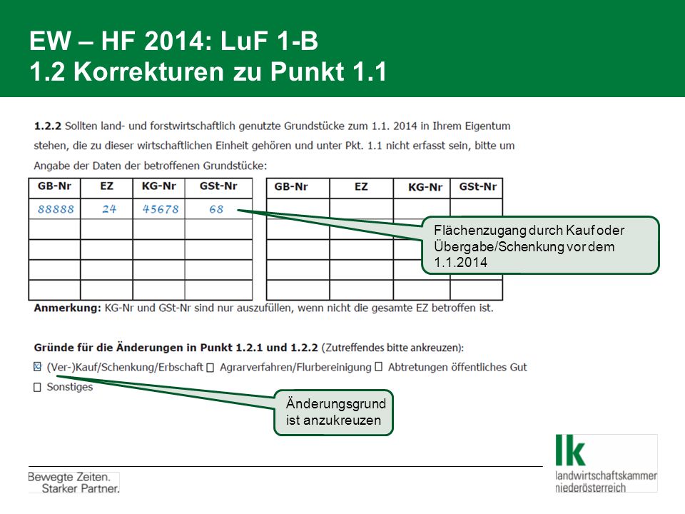 EW – HF 2014: LuF 1-B 1.2 Korrekturen zu Punkt 1.1